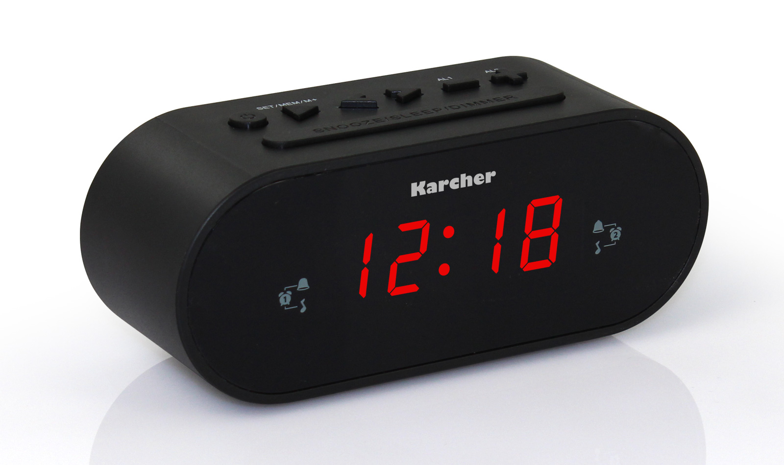 Karcher UR 1090 Uhrenradio schwarz UKW, großes Display, Dual-Alarm, Wochenend-Funktion, Snooze, Sleep-Timer 